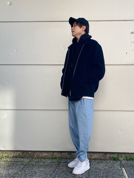 「CLANE（クラネ）のアイテム（キャップ）」を使った、京極さん（メンズ・170cm）の冬コーディネート