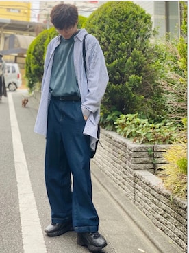 「SAINT LAURENT PARIS（サンローランパリ）のアイテム（バッグ）」を使った、京極さん（メンズ・170cm）の春コーディネート