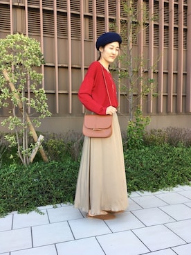 「キュプラ」｜「アイテム（ハンチング/ベレー帽）」を使った、takaさん（レディース・160cm）の秋コーディネート