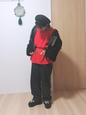 「古着好きな人と繋がりたい」｜「アイテム（ブルゾン）」を使った、コトキさん（レディース・155cm）の冬コーディネート