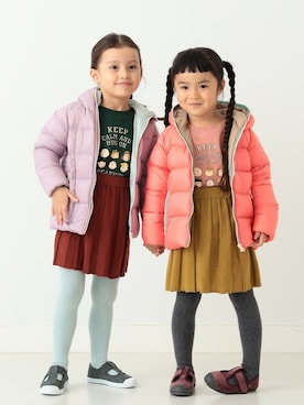 「アイテム（ダウンジャケット/コート、ピンク系）」を使った、B:MING by BEAMS KIDSさん（キッズ・110cm）の秋コーディネート