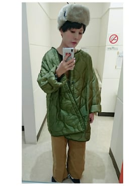 「M65」｜「アイテム（オールインワン・サロペット）」を使った、☺︎ i k u m i ☺︎さん（レディース・159cm）の冬コーディネート