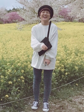 「CONVERSE（コンバース）のconverse（コンバース） ALL STAR OX（オールスターOX）（スニーカー）」を使った、☺︎ i k u m i ☺︎さん（レディース・159cm）の春コーディネート