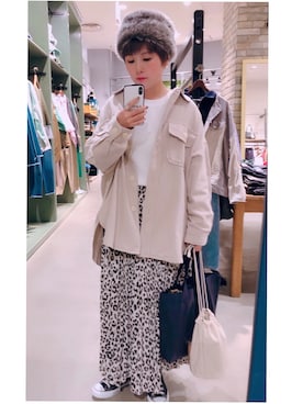 「ワッフルクルーネックＴ」｜「アイテム（その他アウター）」を使った、☺︎ i k u m i ☺︎さん（レディース・159cm）の春コーディネート