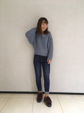 「アイテム（ドレスシューズ、ブルー系）」を使った、ORientalTRaffic ルミネ立川店さん（レディース・159cm）の冬コーディネート