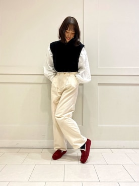 「アイテム（モカシン/デッキシューズ、レッド系）」を使った、ORientalTRaffic ルミネ立川店さん（レディース・168cm）の秋コーディネート