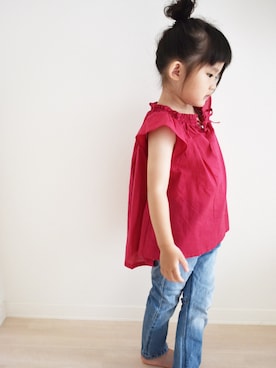 「いいね、save、フォローお願いします🤑」｜miotoさん（キッズ・100cm）の夏コーディネート