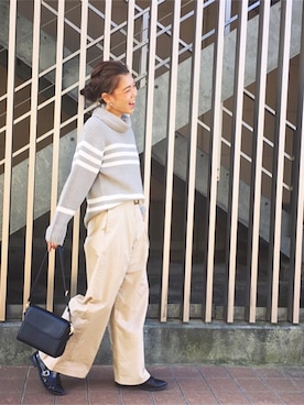 「Ungrid（アングリッド）のアイテム（ピアス（両耳用））」を使った、makiさん（レディース・158cm）の冬コーディネート