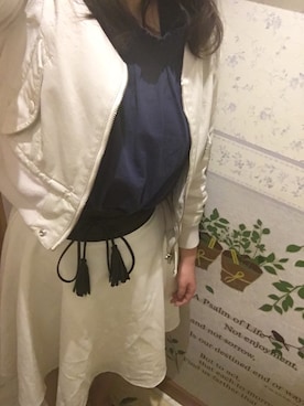「サッシュベルト」｜「アイテム（ブルゾン）」を使った、アオイ《クローゼット用》さん（レディース・159cm）の春コーディネート