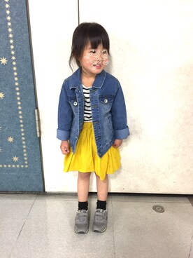 「子供服」｜「アイテム（デニムジャケット）」を使った、YOSHIさん（キッズ・100cm）の春コーディネート