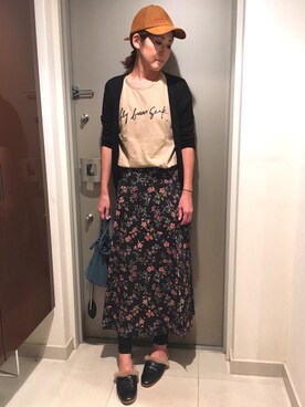 YOSHIさんの「ヴィンテージフラワー巻きスカート◆」を使ったコーディネート