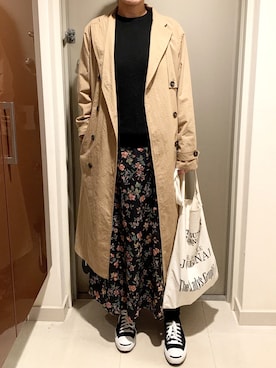 「花柄スカート」｜YOSHIさん（レディース・166cm・40代）の春コーディネート