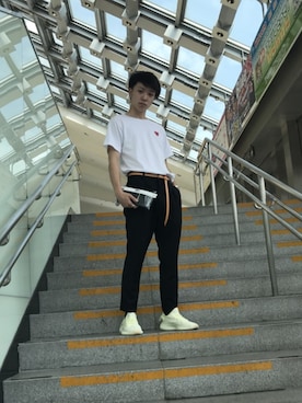 「アイテム（ポーチ、ホワイト系）」を使った、かぴさん（メンズ・170cm）の夏コーディネート