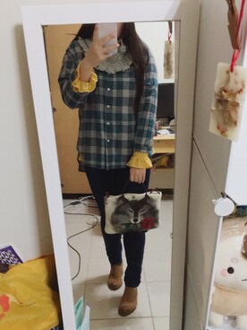 「BLUE WAY（ブルーウェイ）のアイテム（パンツ）」を使った、朵さん（レディース・166cm）の冬コーディネート