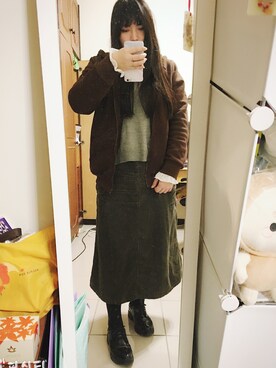 「OBdesign（オレンジベアー）のアイテム（ジャケット/アウター）」を使った、朵さん（レディース・166cm）の冬コーディネート
