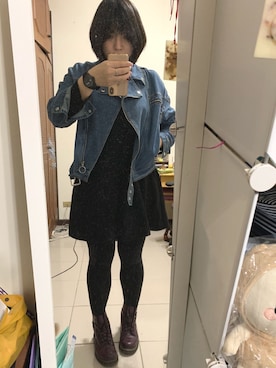 「靴」｜「アイテム（ジャケット/アウター）」を使った、朵さん（レディース・166cm）の冬コーディネート