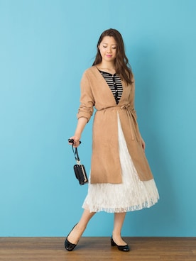 「NATURAL BEAUTY BASIC（ナチュラルビューティーベーシック）のアイテム（ステンカラーコート）」を使った、NBB STAFF 11さん（レディース・160cm）の秋コーディネート