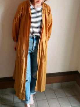 「ジーユーコーデ」｜「アイテム（シャツワンピース）」を使った、のいさん（レディース・157cm）の春コーディネート