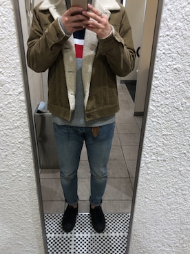 「H&M（エイチ・アンド・エム）のアイテム（ニット/セーター）」を使った、Jiroさん（メンズ・177cm）の冬コーディネート