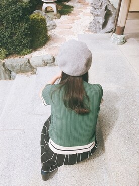 「URBAN RESEARCH Sonny Label（アーバンリサーチサニーレーベル）のSonny Label リブ付きウールベレー帽（ハンチング/ベレー帽、グレー系）」を使った、伽さん（レディース・157cm）の秋コーディネート