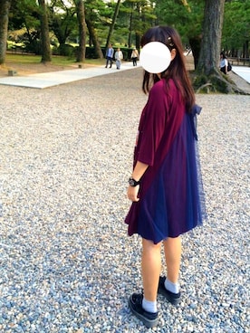 「jouetie（ジュエティ）のＡＮＧＥＬクロスＯＰ（ワンピース、レッド系）」を使った、伽さん（レディース・157cm）の秋コーディネート