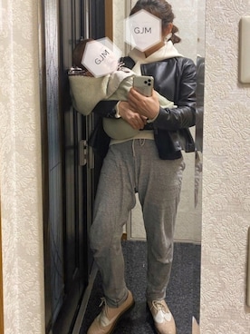 「スゥエットパンツ」｜がじゅめさん（レディース・151cm）の冬コーディネート