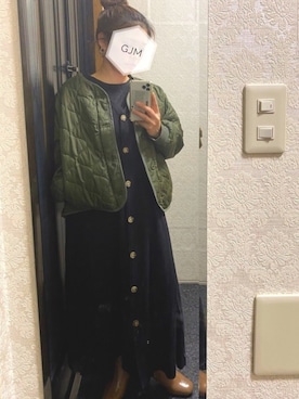 「Roomy's（ルーミーズ）のアイテム（シャツワンピース）」を使った、がじゅめさん（レディース・151cm）の冬コーディネート