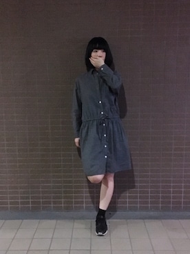 「FRED PERRY（フレッドペリー）のアイテム（シャツワンピース）」を使った、tamiel9631さん（レディース・154cm）の秋コーディネート
