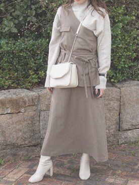 「LOWRYS FARM（ローリーズファーム）のストレッチヒールブーツ　851418（ブーツ）」を使った、amoswearさん（レディース・158cm）の春コーディネート