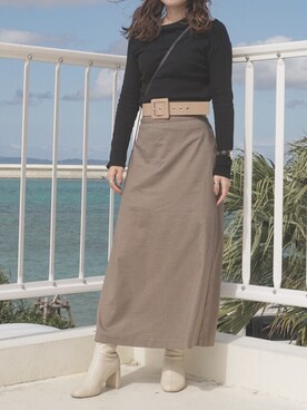 「LOWRYS FARM（ローリーズファーム）のストレッチヒールブーツ　851418（ブーツ）」を使った、amoswearさん（レディース・158cm）の春コーディネート