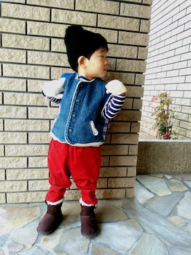 「READY MADES（レディーメイド）のアイテム」を使った、はるたんさん（キッズ・80cm）の冬コーディネート