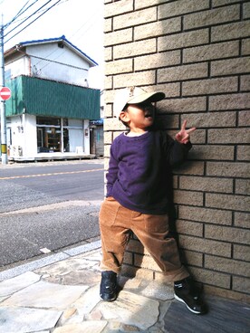 「こども ビームス（コドモビームス）のアイテム（スウェット）」を使った、はるたんさん（キッズ・90cm）の秋コーディネート