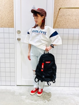 「blue」｜「アイテム（アナログ腕時計）」を使った、よねちゃんさん（レディース・148cm）の春コーディネート