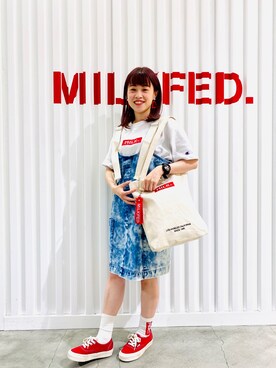 「トートバック」｜「アイテム（オールインワン・サロペット）」を使った、よねちゃんさん（レディース・148cm）の春コーディネート
