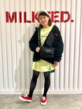「MILKFED.（ミルクフェド）のアイテム（その他アウター）」を使った、よねちゃんさん（レディース・148cm）の冬コーディネート