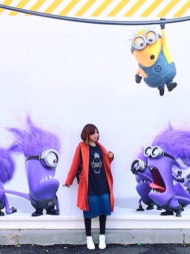 「USJ」｜「アイテム（その他アウター）」を使った、ミーナさん（レディース・162cm）の秋コーディネート