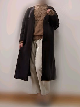 「NATURAL BEAUTY BASIC（ナチュラルビューティーベーシック）のアイテム（ノーカラーコート）」を使った、*sakura*さん（レディース・160cm）の冬コーディネート