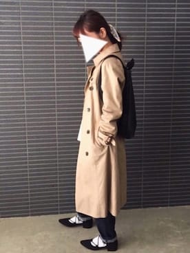 「くつした」｜「アイテム（トレンチコート）」を使った、Hata-*さん（レディース・153cm）の春コーディネート