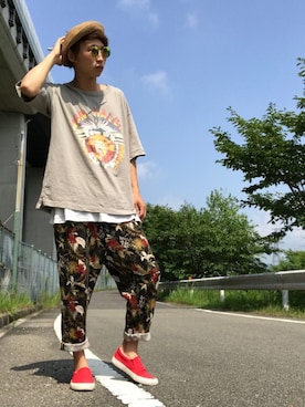 「studio CLIP（スタディオクリップ）のアイテム（ハンチング/ベレー帽）」を使った、かっちゃん。さん（メンズ・167cm）の夏コーディネート