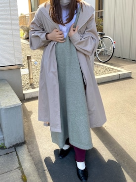 「大学生コーデ」｜「アイテム（トレンチコート）」を使った、pさん（レディース・153cm）の春コーディネート