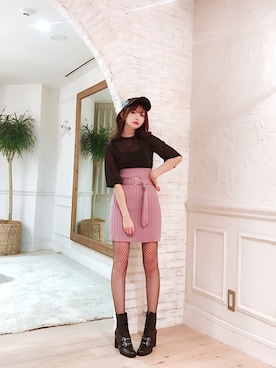 「Crayme,（クレイミー）のアイテム（帽子）」を使った、菅野結以さん（レディース・162cm）の秋コーディネート