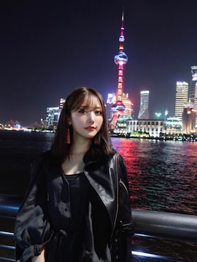 「Crayme,（クレイミー）のアイテム（アクセサリー）」を使った、菅野結以さん（レディース・162cm）の秋コーディネート