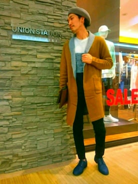 「ユニオンステーション」｜「アイテム（ハンチング/ベレー帽）」を使った、YAMASYUさん（メンズ・172cm）の秋コーディネート