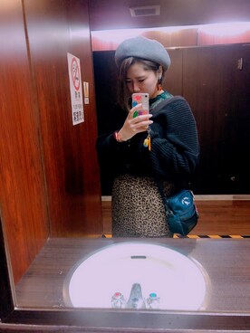 「AEON STYLE（イオンスタイル）のアイテム（ハンチング/ベレー帽）」を使った、Momoさん（レディース・154cm）の冬コーディネート