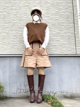 「秋のマイ旬スタイル」｜「アイテム（キャスケット）」を使った、nariさん（レディース・160cm）の秋コーディネート