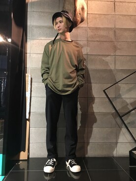 「DANKE SCHON（ダンケシェーン）のアイテム（帽子）」を使った、𝐊𝐚𝐢𝐭𝐨さん（メンズ・180cm）の秋コーディネート
