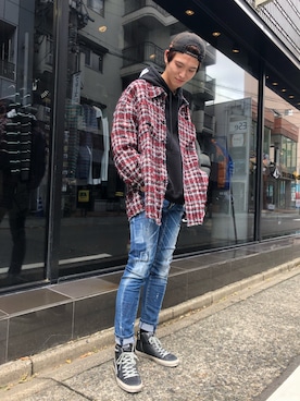 「MSGM（エムエスジーエム）のアイテム（パーカー）」を使った、𝐊𝐚𝐢𝐭𝐨さん（メンズ・180cm）の秋コーディネート