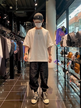 「11 by Boris Bidjan Saberi （ ボリスビジャンサベリ）の11byBorisBidjanSaberi/イレブンバイボリスビジャンサベリ/CAP 39THIRTY/キャップ/ニューエラキャップ（キャップ）」を使った、𝐊𝐚𝐢𝐭𝐨さん（メンズ・180cm）の夏コーディネート