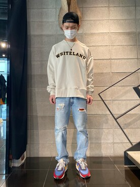 「whiteland」｜「アイテム（スウェット）」を使った、𝐊𝐚𝐢𝐭𝐨さん（メンズ・180cm）の冬コーディネート