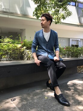 「シルク」｜「アイテム（スリッポン）」を使った、OMIさん（メンズ・180cm）の春コーディネート